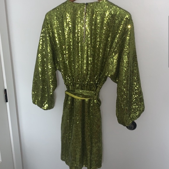 Anthropologie Lisabette Chartreuse Sequin Dress - Picture 4 of 4